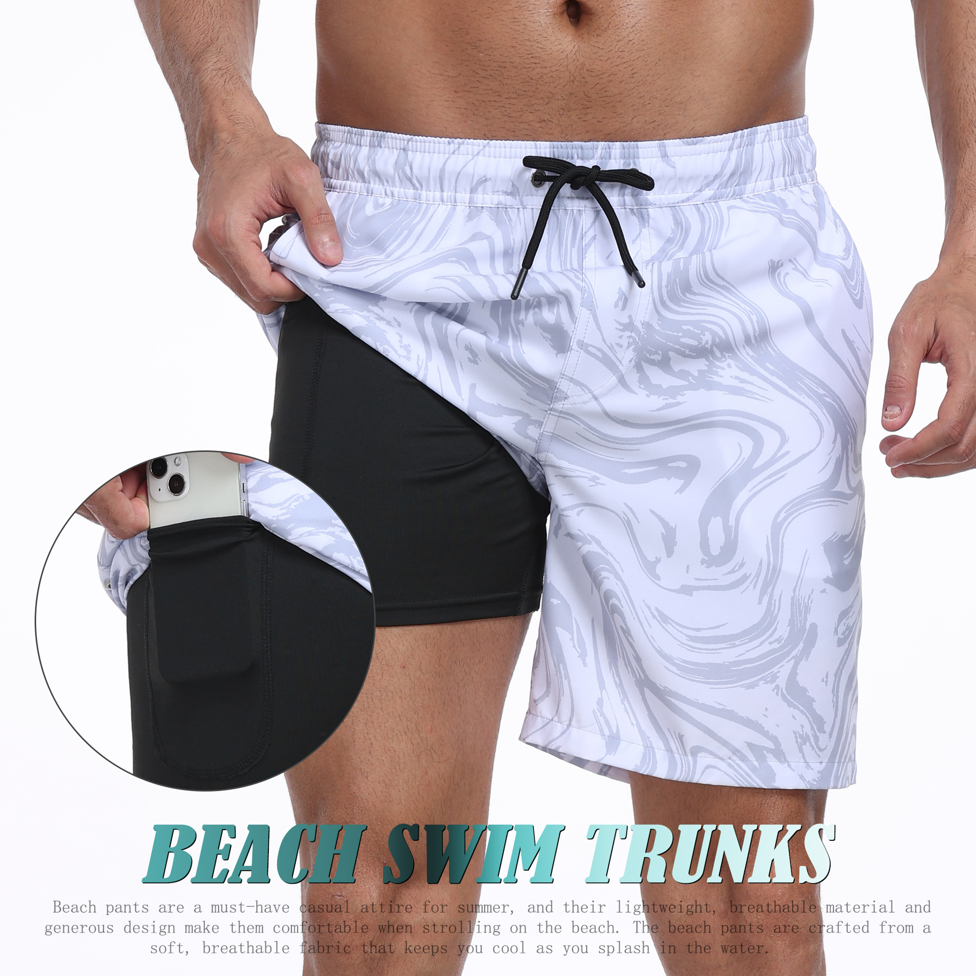 Mens Shark Pattern 2 in 1 Boar – обзор и цена Long Leg Trunk Men