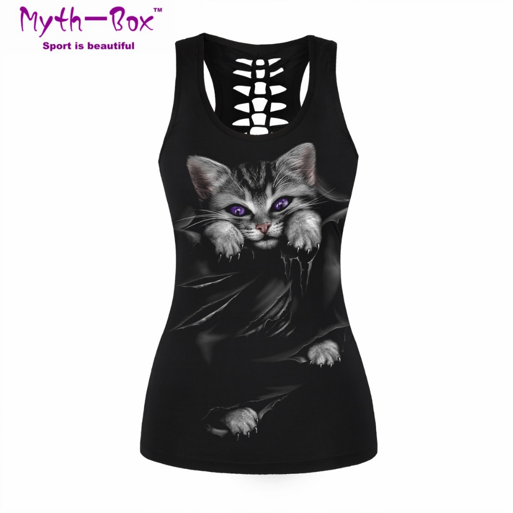 Women Sport Vest Bad Cat Print – обзор и цена Sleeveless Undershirt